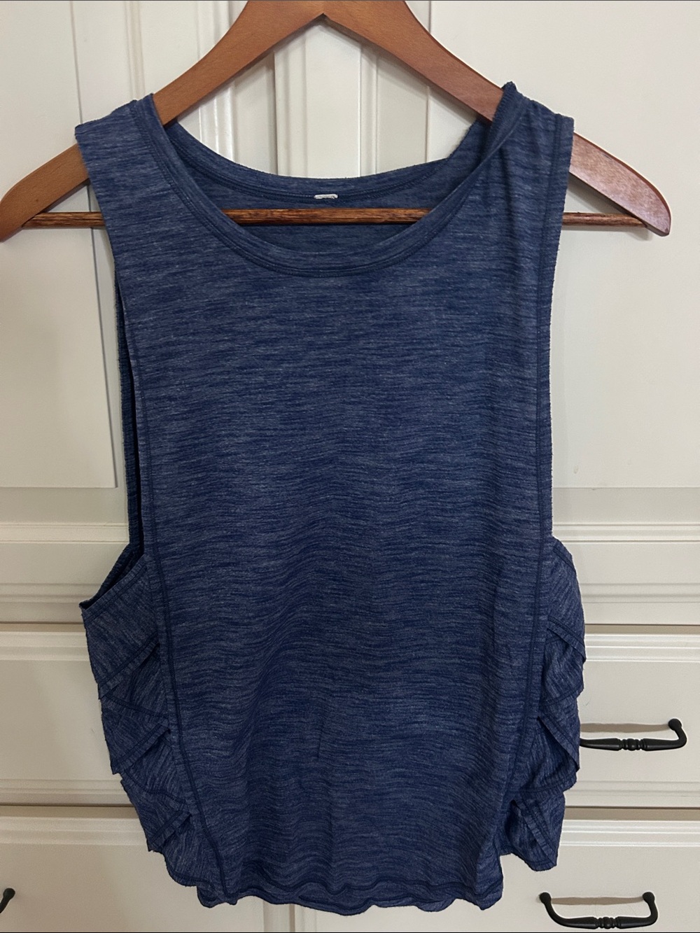 lululemon athletica Navy Blue Ruffled Side Muscle Tank